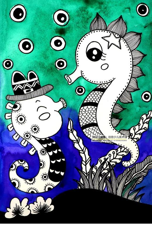 《线描画可爱的海马》【自动发货：下单后，点击手机短信中收到的链接，即可获取文件下载的链接；如有任何问题，可添加客服微信hm33268获得帮助】 商品图0