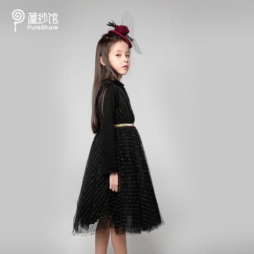 pureshare蓬纱馆 儿童公主裙女童周岁连衣裙冬装洋气宝宝礼服裙-黑色爱的纱裙 商品图1