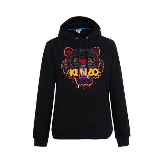 KENZO 高田贤三  男士黑色虎头刺绣图案棉质连帽卫衣运动衫 F965 SW415 4XA 99 商品图0
