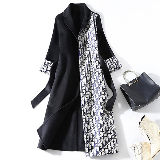 NYT-NY001秋季新款气质西装领双面呢中长款外套 商品图0