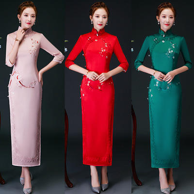 【5折】SYK132014,时尚改良长款刺绣旗袍【仅支持线上支付】 商品图0