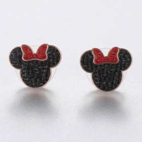 施华洛世奇 新品 MICKEY&MINNIE迪士尼米妮老鼠可爱浪漫女耳钉 黑色5446390【带保卡 支持专柜联保一年】JPY带授权招加盟代理