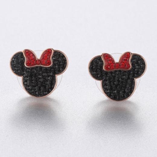 施华洛世奇 新品 MICKEY&MINNIE迪士尼米妮老鼠可爱浪漫女耳钉 黑色5446390【带保卡 支持专柜联保一年】JPY带授权招加盟代理 商品图0