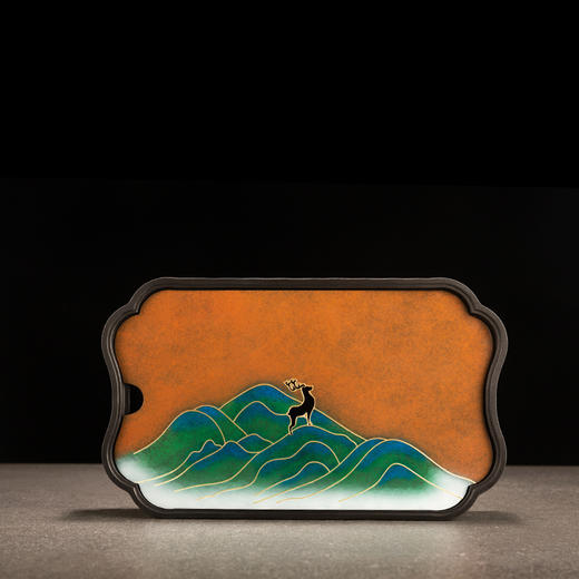 朱炳仁丨寿山瑞鹿 铜石茶盘 商品图0