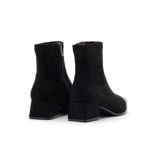 商场同款| 索菲娅简约拼接方头粗跟侧拉链弹力靴SF94116048 商品图5