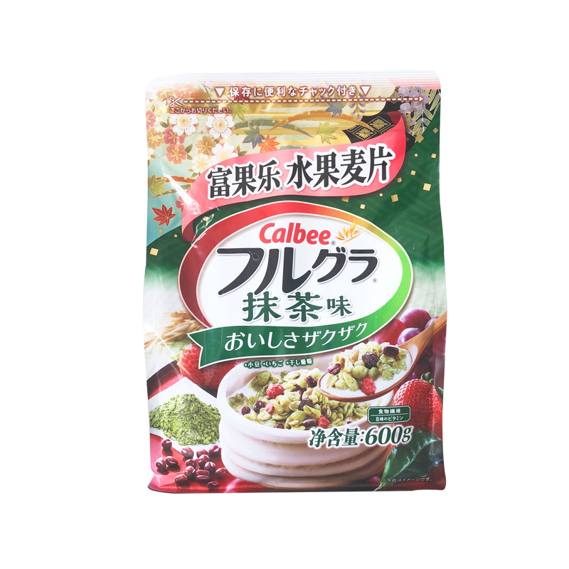 日本进口麦片 卡乐比calbee水果燕麦片抹茶味麦片600g