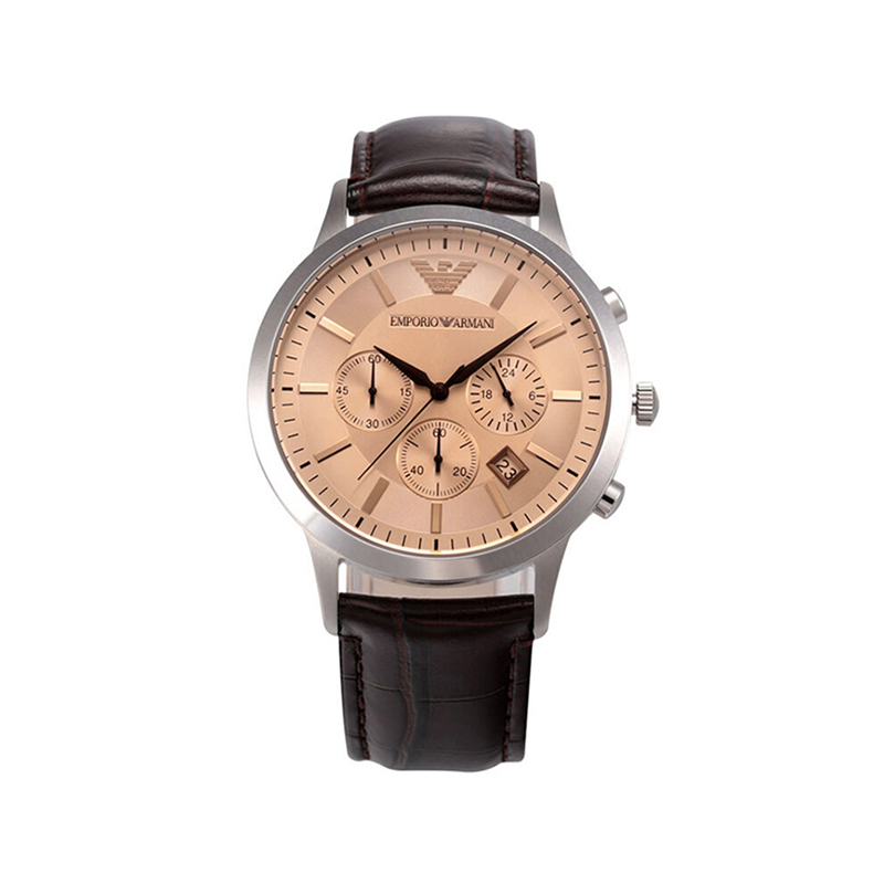 【香港直邮】意大利 EMPORIO ARMANI 阿玛尼 经典男士皮手表休闲石英腕表休闲时尚男表 AR2433JPY带授权招加盟代理