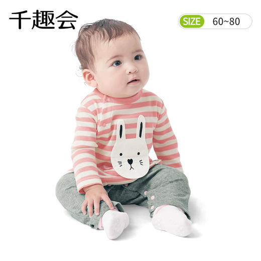 千趣会童装秋冬新款婴儿纯棉哈衣外出连体衣宝宝卡通爬服F01132B 商品图0