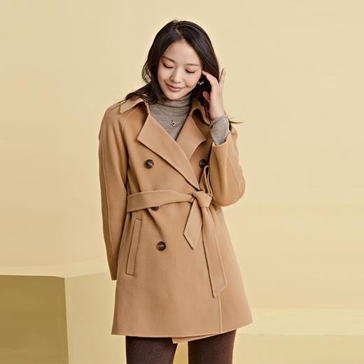 Soleil Kim 2019新款风衣款双面毛呢羊毛大衣 商品图0
