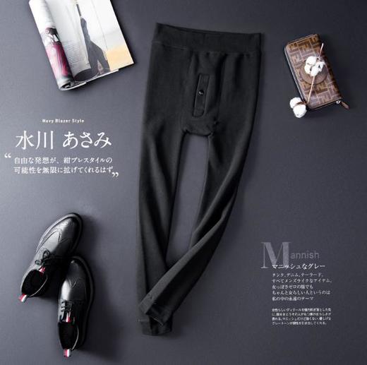 【男装】考拉绒男士加绒加厚保暖一体裤修身保暖打底裤 商品图1