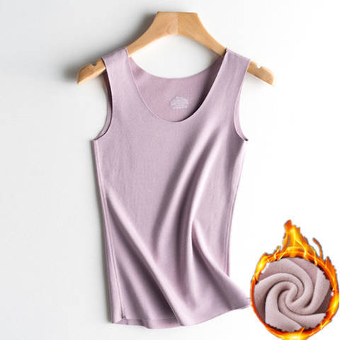 无痕保暖背心女紧身加绒打底衫上衣修身美体秋冬自发热大码内衣女 商品图3