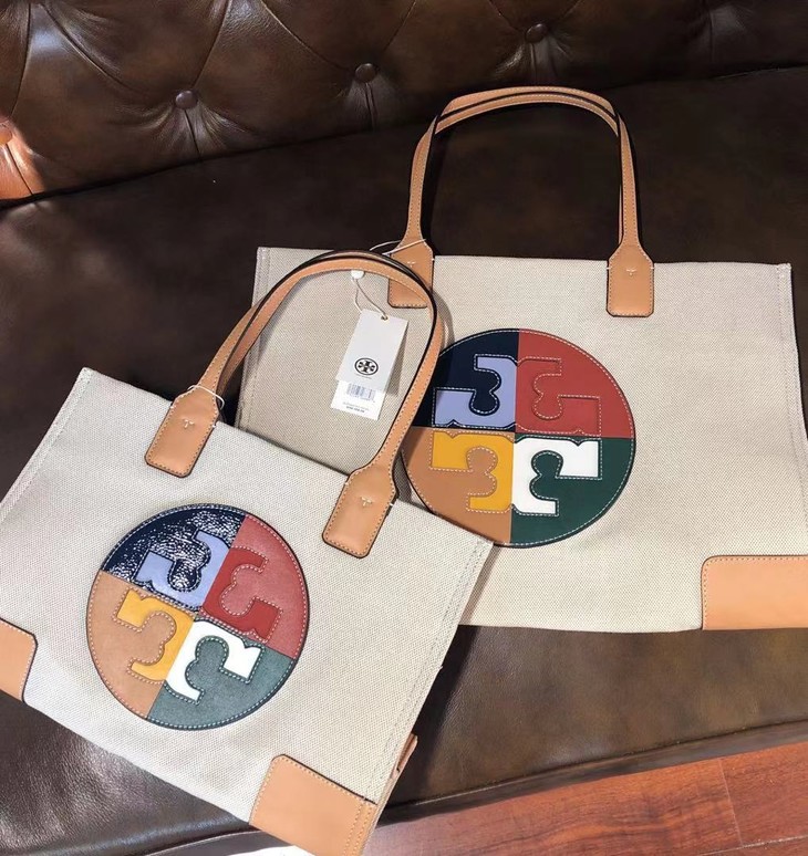 tb19年新款彩色logo帆布包简约大容量托特包