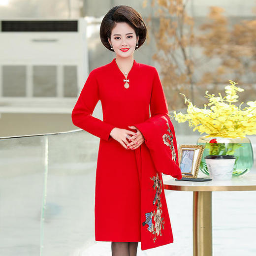 加大码绣花长袖，婚宴礼服两件套XX-593319496608 商品图3