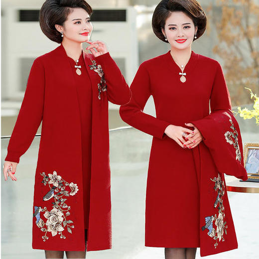 加大码绣花长袖，婚宴礼服两件套XX-593319496608 商品图0