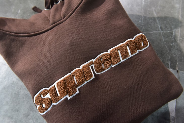 高定sup新款加厚加绒版本 情侣款 植绒logo字母帽衫卫衣 wy322