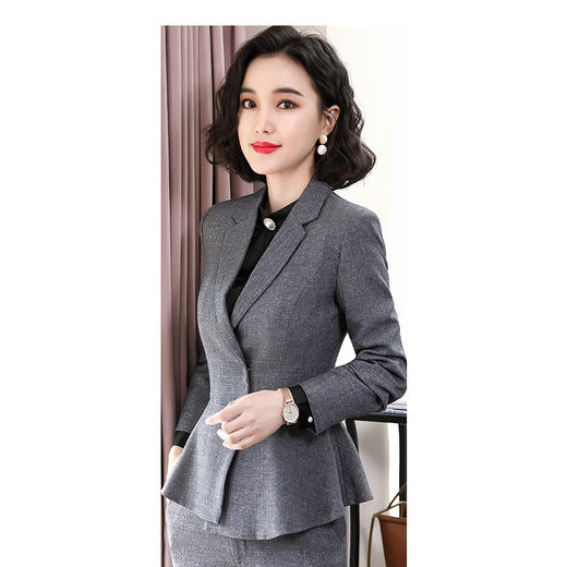时尚修身，英伦风职业麻灰西服套装XZ-8250QF 商品图5