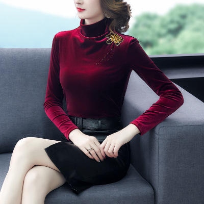 AHMydsp5211不加绒红色金丝绒上衣女时尚洋气长袖 商品图1