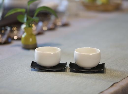 台湾大师 蔡晓芳 纯手工 牙白大碗+黑釉托 商品图0