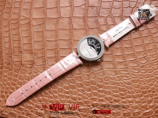 JW梵克雅宝诗意复杂功能系列（巴黎的一天），字面A盘由缟玛瑙跟CNC雕刻铜人打造，机械机芯，女士腕表，皮表带，自动机械机 商品图9