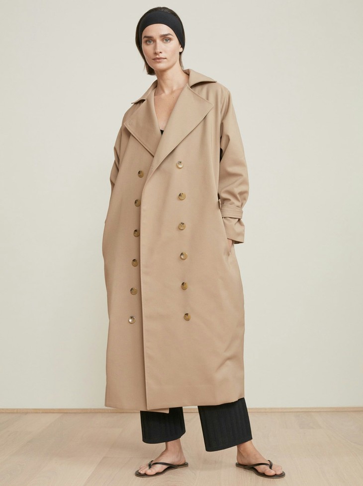 toteme 20ss 卡其色pisa双排扣长风衣