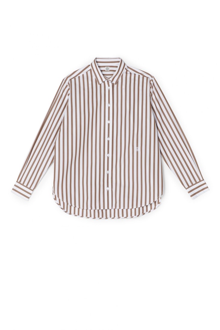 toteme 20ps 白底红褐条纹capri衬衫