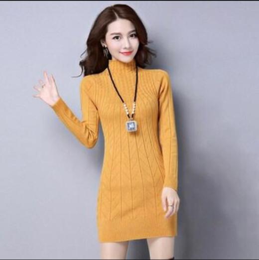 PDD-2019秋冬百搭加厚大码中长款针织毛衣修身显瘦连衣裙【双十一买一送一98元】 商品图1