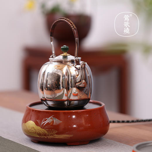 【莺歌烧旗舰店】 朱地金山水电陶炉（矮炉） 商品图1