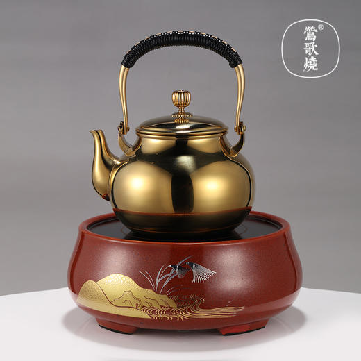 【莺歌烧旗舰店】 朱地金山水电陶炉（矮炉） 商品图2