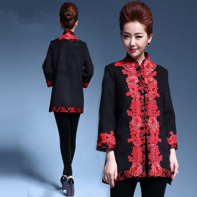 MY-8819秋冬中长款毛呢重工艺绣花外套 商品图0