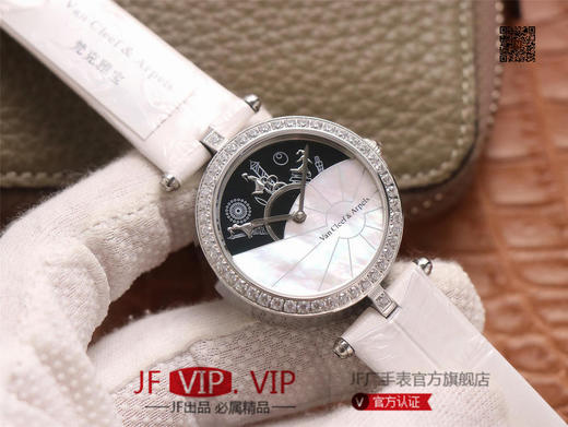 JW梵克雅宝诗意复杂功能系列（巴黎的一天），字面A盘由缟玛瑙跟CNC雕刻铜人打造，机械机芯，女士腕表，皮表带，自动机械机 商品图2