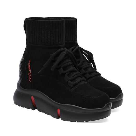 GQTL-1P2012M2冬季加绒高跟绒面女士马丁靴 商品图3