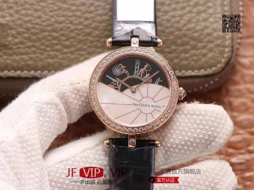 JW梵克雅宝诗意复杂功能系列（巴黎的一天），字面A盘由缟玛瑙跟CNC雕刻铜人打造，机械机芯，女士腕表，皮表带，自动机械机 商品图0