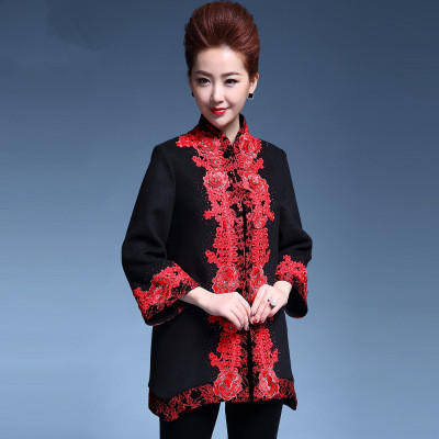 MY-8819秋冬中长款毛呢重工艺绣花外套 商品图1