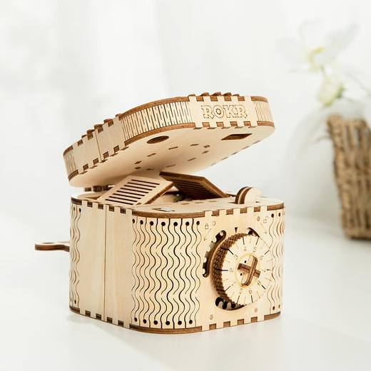 【朋克机械 将机械之美与科学探索融为一体】DIY木质机械传动模型拼装 创意玩具密码盒首饰盒 生日礼物 商品图0