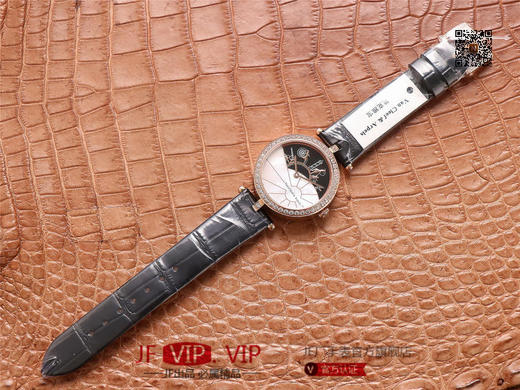 JW梵克雅宝诗意复杂功能系列（巴黎的一天），字面A盘由缟玛瑙跟CNC雕刻铜人打造，机械机芯，女士腕表，皮表带，自动机械机 商品图9