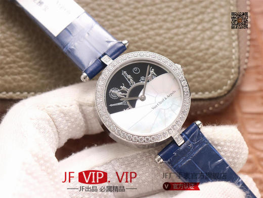 JW梵克雅宝诗意复杂功能系列（巴黎的一天），字面A盘由缟玛瑙跟CNC雕刻铜人打造，机械机芯，女士腕表，皮表带，自动机械机 商品图2