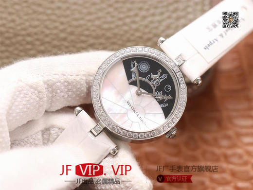 JW梵克雅宝诗意复杂功能系列（巴黎的一天），字面A盘由缟玛瑙跟CNC雕刻铜人打造，机械机芯，女士腕表，皮表带，自动机械机 商品图1