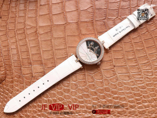 JW梵克雅宝诗意复杂功能系列（巴黎的一天），字面A盘由缟玛瑙跟CNC雕刻铜人打造，机械机芯，女士腕表，皮表带，自动机械机 商品图9