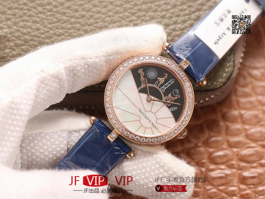 JW梵克雅宝诗意复杂功能系列（巴黎的一天），字面A盘由缟玛瑙跟CNC雕刻铜人打造，机械机芯，女士腕表，皮表带，自动机械机 商品图1