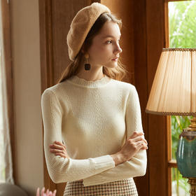 欧芮儿2019冬季新款半高领套头羊毛衫女修身保暖羊毛打底衫