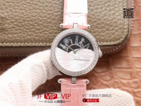 JW梵克雅宝诗意复杂功能系列（巴黎的一天），字面A盘由缟玛瑙跟CNC雕刻铜人打造，机械机芯，女士腕表，皮表带，自动机械机