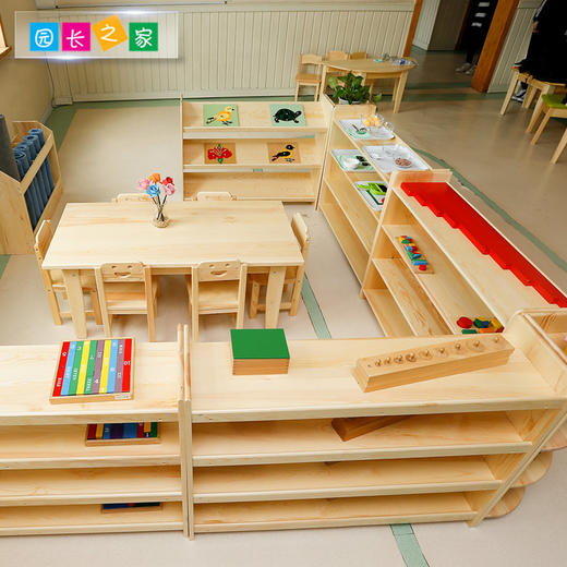 幼儿园松木六人桌实木桌子环保漆圆角设计松木桌椅 商品图2