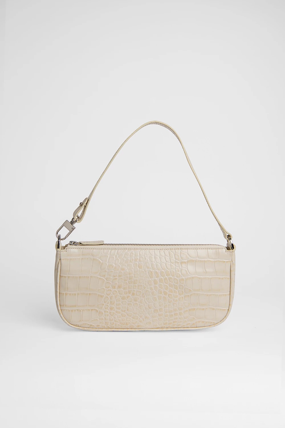 By Far  奶油色/彩色条纹Rachel鳄鱼纹法棍包