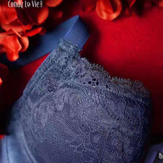 奶糖派大罩杯薄款蕾丝秋冬上托包容侧收邂逅2午夜蓝大胸少女内衣圆盘半球木瓜 商品图3