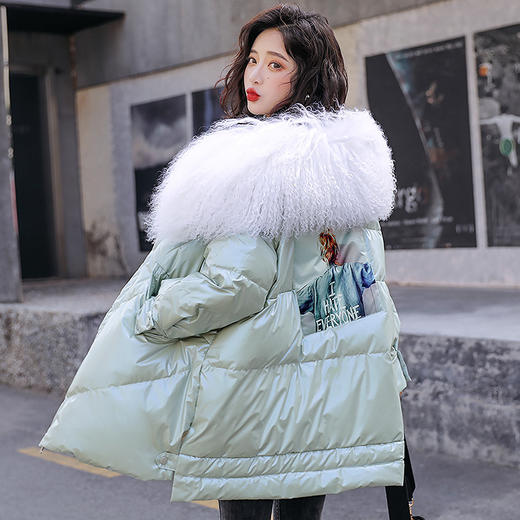 LJY-YJ8970-1106冬季新款配毛领洋气连帽羽绒服 商品图0