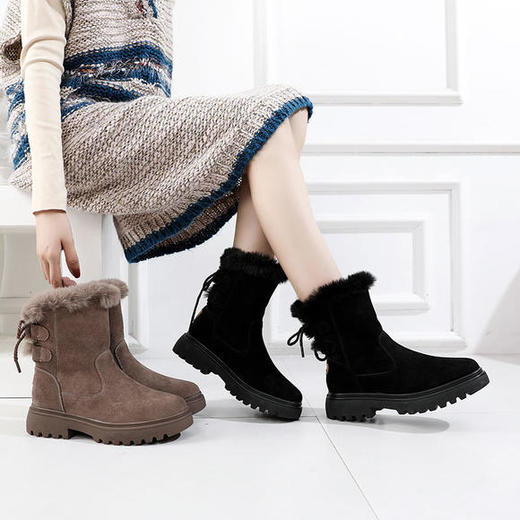 JFN80019新款休闲百搭加绒厚底羊羔绒雪地靴 商品图0
