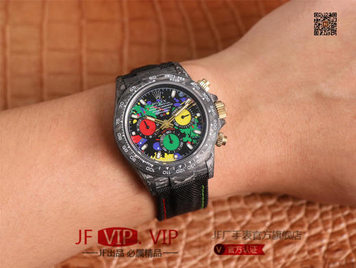 WWF劳力士，宇宙计时迪通拿系列，碳纤维材质打造，镜面双面电镀高透膜工艺，上海7750计时机芯，功能同步原装！男士腕表，绢丝表带，自动 商品图11