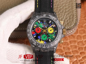 WWF劳力士，宇宙计时迪通拿系列，碳纤维材质打造，镜面双面电镀高透膜工艺，上海7750计时机芯，功能同步原装！男士腕表，绢丝表带，自动