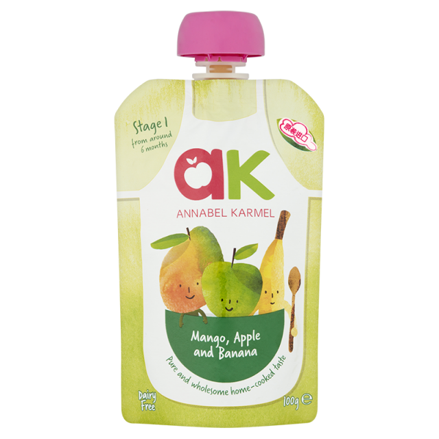 AK安娜贝尔卡摩尔宝宝辅食有机果泥 AK芒果苹果香蕉混合果泥100GJPY带授权招加盟代理