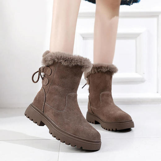 JFN80019新款休闲百搭加绒厚底羊羔绒雪地靴 商品图3